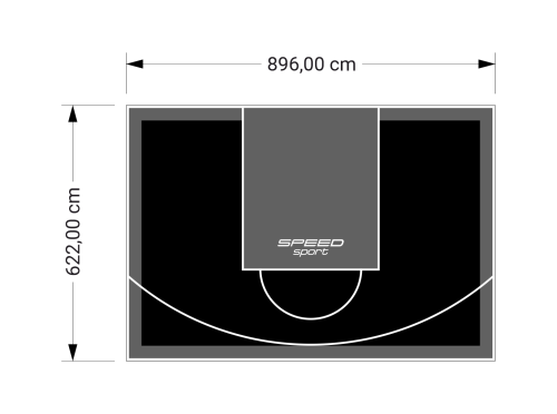 56M2/622X896CM CZARNO-GRAFITOWE BOISKO DO KOSZYKÓWKI SPEEDSPORT HEXA POWER PRO