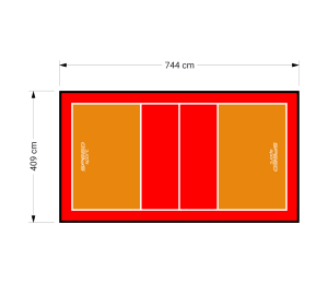 30M2/744X409CM POMARAŃCZOWO-CZERWONE BOISKO DO SIATKÓWKI SPEEDSPORT HEXA POWER PRO
