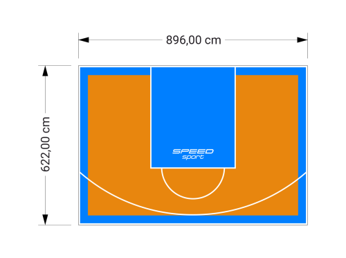 56M2/622X896CM POMARAŃCZOWO-BŁĘKITNE BOISKO DO KOSZYKÓWKI SPEEDSPORT HEXA POWER PRO