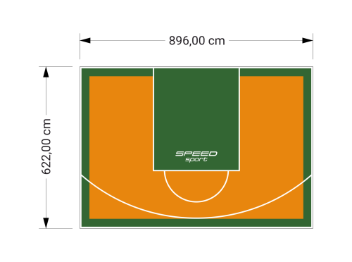 56M2/622X896CM POMARAŃCZOWO-ZIELONE BOISKO DO KOSZYKÓWKI SPEEDSPORT HEXA POWER PRO