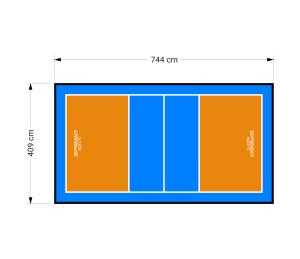 30M2/744X409CM POMARAŃCZOWO-BŁĘKITNE BOISKO DO SIATKÓWKI SPEEDSPORT HEXA POWER PRO