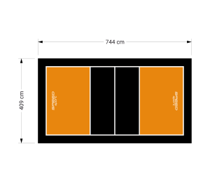 30M2/744X409CM POMARAŃCZOWO-CZARNE BOISKO DO SIATKÓWKI SPEEDSPORT HEXA POWER PRO