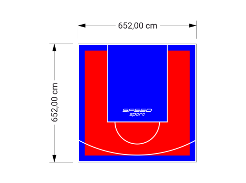 43M2/652X652CM CZERWONO-NIEBIESKIE BOISKO DO KOSZYKÓWKI SPEEDSPORT HEXA POWER PRO