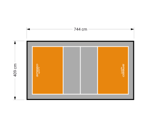 30M2/744X409CM POMARAŃCZOWO-SZARE BOISKO DO SIATKÓWKI SPEEDSPORT HEXA POWER PRO