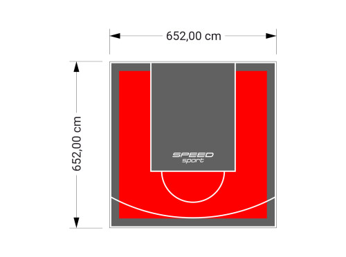 43M2/652X652CM CZERWONO-GRAFITOWE BOISKO DO KOSZYKÓWKI SPEEDSPORT HEXA POWER PRO