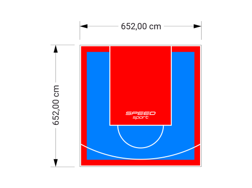 43M2/652X652CM BŁĘKITNO-CZERWONE BOISKO DO KOSZYKÓWKI SPEEDSPORT HEXA POWER PRO