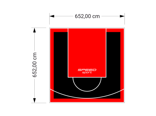 43M2/652X652CM CZARNO-CZERWONE BOISKO DO KOSZYKÓWKI SPEEDSPORT HEXA POWER PRO