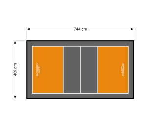 30M2/744X409CM POMARAŃCZOWO-GRAFITOWE BOISKO DO SIATKÓWKI SPEEDSPORT HEXA POWER PRO
