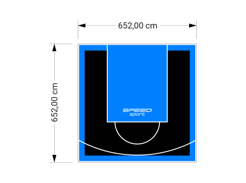 43M2/652X652CM CZARNO-BŁĘKITNE BOISKO DO KOSZYKÓWKI SPEEDSPORT HEXA POWER PRO