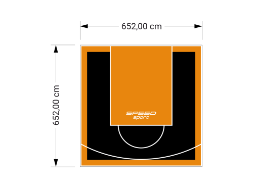 43M2/652X652CM CZARNO-POMARAŃCZOWE BOISKO DO KOSZYKÓWKI SPEEDSPORT HEXA POWER PRO