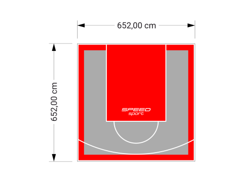 43M2/652X652CM SZARO-CZERWONE BOISKO DO KOSZYKÓWKI SPEEDSPORT HEXA POWER PRO