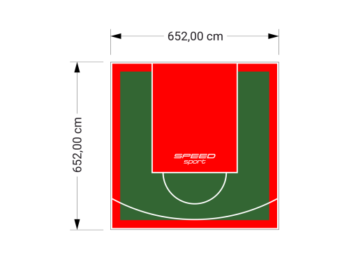 43M2/652X652CM ZIELONO-CZERWONE BOISKO DO KOSZYKÓWKI SPEEDSPORT HEXA POWER PRO
