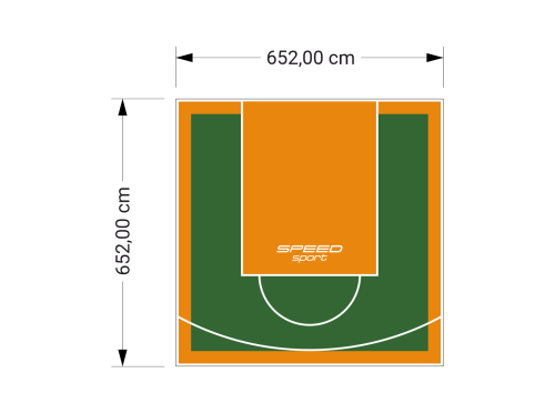 43M2/652X652CM ZIELONO-POMARAŃCZOWE BOISKO DO KOSZYKÓWKI SPEEDSPORT HEXA POWER PRO