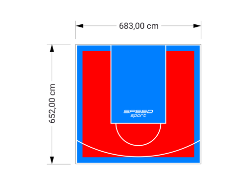 45M2/652X683CM CZERWONO-BŁĘKITNE BOISKO DO KOSZYKÓWKI SPEEDSPORT HEXA POWER PRO