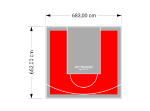 45M2/652X683CM CZERWONO-SZARE BOISKO DO KOSZYKÓWKI SPEEDSPORT HEXA POWER PRO