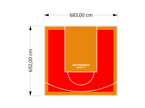 45M2/652X683CM CZERWONO-POMARAŃCZOWE BOISKO DO KOSZYKÓWKI SPEEDSPORT HEXA POWER PRO