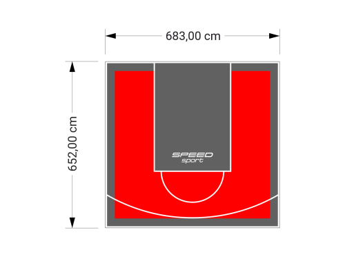 45M2/652X683CM CZERWONO-GRAFITOWE BOISKO DO KOSZYKÓWKI SPEEDSPORT HEXA POWER PRO