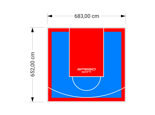 45M2/652X683CM BŁĘKITNO-CZERWONE BOISKO DO KOSZYKÓWKI SPEEDSPORT HEXA POWER PRO