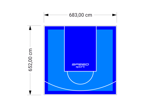 45M2/652X683CM BŁĘKITNO-NIEBIESKIE BOISKO DO KOSZYKÓWKI SPEEDSPORT HEXA POWER PRO