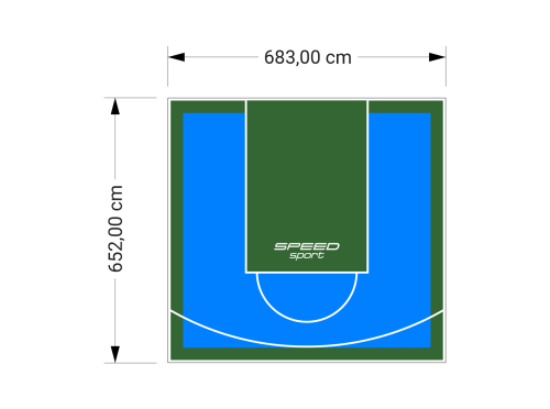 45M2/652X683CM BŁĘKITNO-ZIELONE BOISKO DO KOSZYKÓWKI SPEEDSPORT HEXA POWER PRO