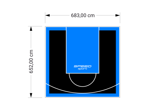 45M2/652X683CM CZARNO-BŁĘKITNE BOISKO DO KOSZYKÓWKI SPEEDSPORT HEXA POWER PRO