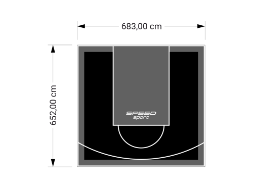 45M2/652X683CM CZARNO-GRAFITOWE BOISKO DO KOSZYKÓWKI SPEEDSPORT HEXA POWER PRO