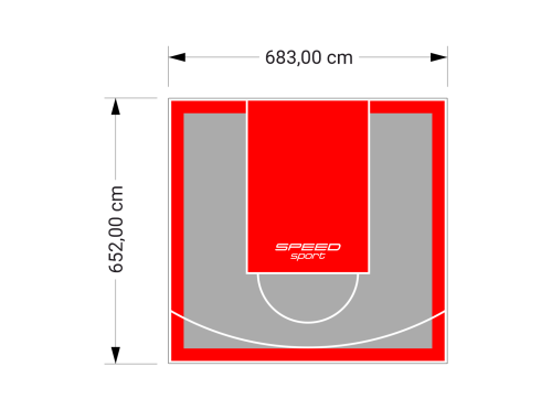 45M2/652X683CM SZARO-CZERWONE BOISKO DO KOSZYKÓWKI SPEEDSPORT HEXA POWER PRO