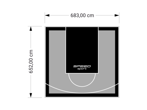 45M2/652X683CM SZARO-CZARNE BOISKO DO KOSZYKÓWKI SPEEDSPORT HEXA POWER PRO