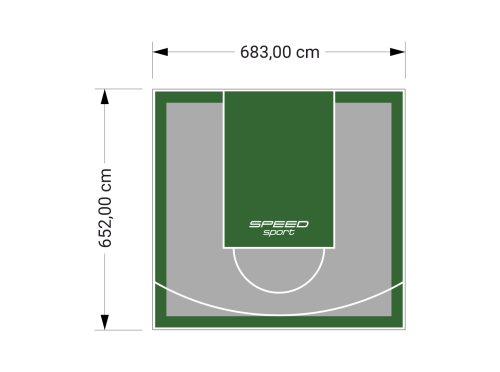 45M2/652X683CM SZARO-ZIELONE BOISKO DO KOSZYKÓWKI SPEEDSPORT HEXA POWER PRO