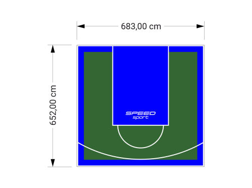 45M2/652X683CM ZIELONO-NIEBIESKIE BOISKO DO KOSZYKÓWKI SPEEDSPORT HEXA POWER PRO