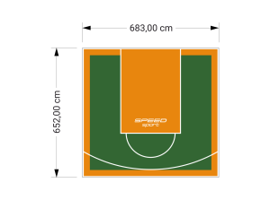 45M2/652X683CM ZIELONO-POMARAŃCZOWE BOISKO DO KOSZYKÓWKI SPEEDSPORT HEXA POWER PRO