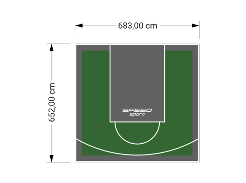 45M2/652X683CM ZIELONO-GRAFITOWE BOISKO DO KOSZYKÓWKI SPEEDSPORT HEXA POWER PRO
