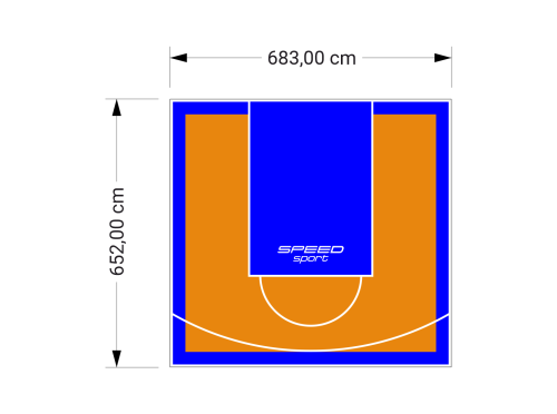 45M2/652X683CM POMARAŃCZOWO-NIEBIESKIE BOISKO DO KOSZYKÓWKI SPEEDSPORT HEXA POWER PRO