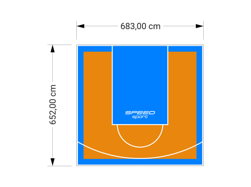 45M2/652X683CM POMARAŃCZOWO-BŁĘKITNE BOISKO DO KOSZYKÓWKI SPEEDSPORT HEXA POWER PRO