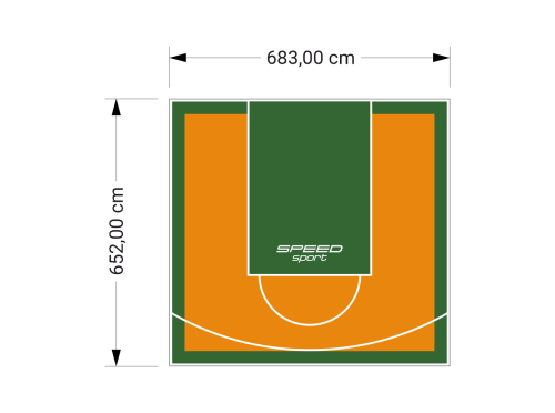 45M2/652X683CM POMARAŃCZOWO-ZIELONE BOISKO DO KOSZYKÓWKI SPEEDSPORT HEXA POWER PRO
