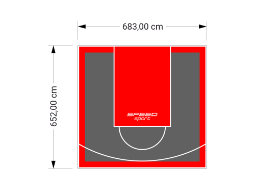 45M2/652X683CM GRAFITOWO-CZERWONE BOISKO DO KOSZYKÓWKI SPEEDSPORT HEXA POWER PRO
