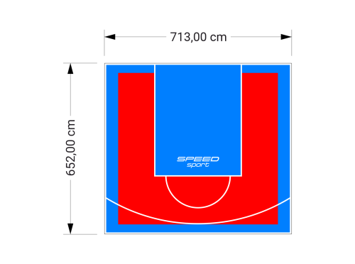 47M2/652X713CM CZERWONO-BŁĘKITNE BOISKO DO KOSZYKÓWKI SPEEDSPORT HEXA POWER PRO