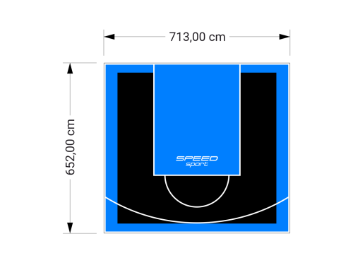 47M2/652X713CM CZARNO-BŁĘKITNE BOISKO DO KOSZYKÓWKI SPEEDSPORT HEXA POWER PRO