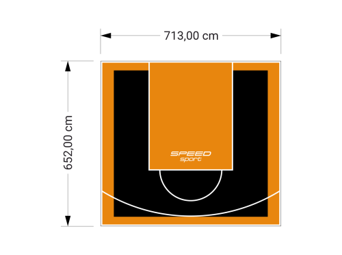 47M2/652X713CM CZARNO-POMARAŃCZOWE BOISKO DO KOSZYKÓWKI SPEEDSPORT HEXA POWER PRO