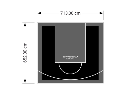 47M2/652X713CM CZARNO-GRAFITOWE BOISKO DO KOSZYKÓWKI SPEEDSPORT HEXA POWER PRO