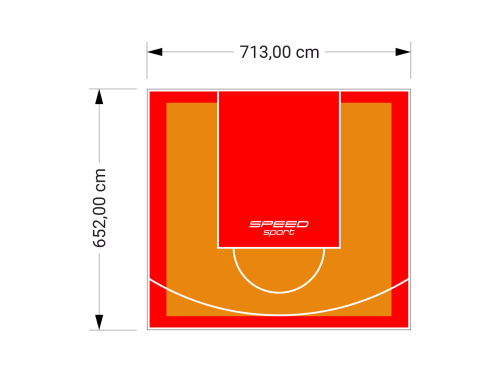 47M2/652X713CM POMARAŃCZOWO-CZERWONE BOISKO DO KOSZYKÓWKI SPEEDSPORT HEXA POWER PRO