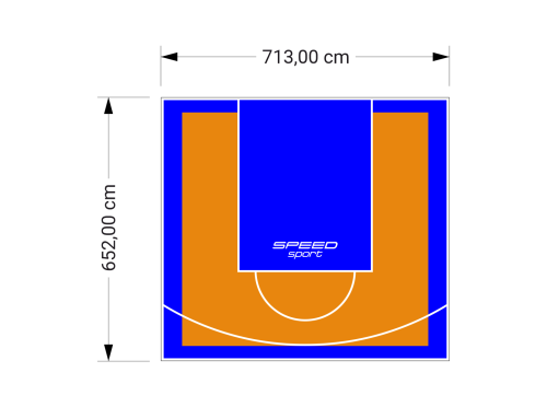 47M2/652X713CM POMARAŃCZOWO-NIEBIESKIE BOISKO DO KOSZYKÓWKI SPEEDSPORT HEXA POWER PRO