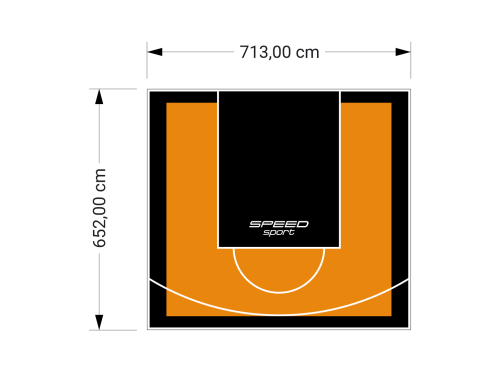 47M2/652X713CM POMARAŃCZOWO-CZARNE BOISKO DO KOSZYKÓWKI SPEEDSPORT HEXA POWER PRO