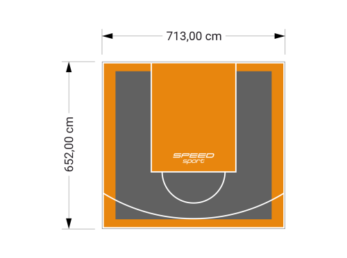 47M2/652X713CM GRAFITOWO-POMARAŃCZOWE BOISKO DO KOSZYKÓWKI SPEEDSPORT HEXA POWER PRO