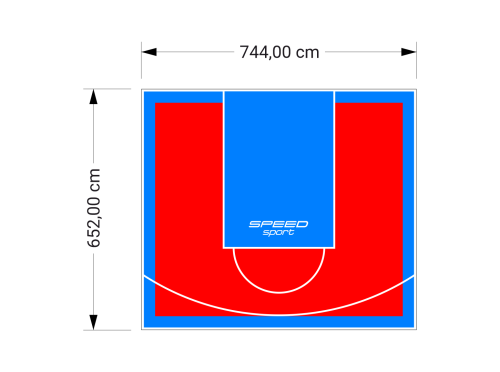 49M2/652X744CM CZERWONO-BŁĘKITNE BOISKO DO KOSZYKÓWKI SPEEDSPORT HEXA POWER PRO