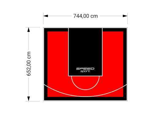 49M2/652X744CM CZERWONO-CZARNE BOISKO DO KOSZYKÓWKI SPEEDSPORT HEXA POWER PRO