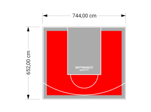 49M2/652X744CM CZERWONO-SZARE BOISKO DO KOSZYKÓWKI SPEEDSPORT HEXA POWER PRO