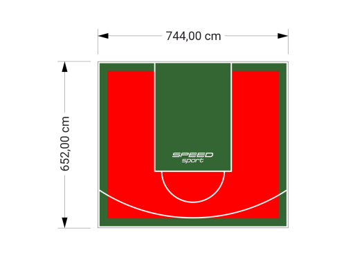 49M2/652X744CM CZERWONO-ZIELONE BOISKO DO KOSZYKÓWKI SPEEDSPORT HEXA POWER PRO