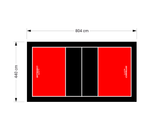 35M2/804X440CM CZERWONO-CZARNE BOISKO DO SIATKÓWKI SPEEDSPORT HEXA POWER PRO