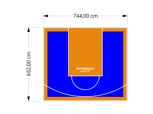 49M2/652X744CM NIEBIESKO-POMARAŃCZOWE BOISKO DO KOSZYKÓWKI SPEEDSPORT HEXA POWER PRO
